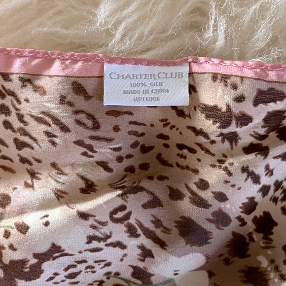 Charter Club Silk Pink/ Brown Leopard Print Scarf - Picture 4 of 5